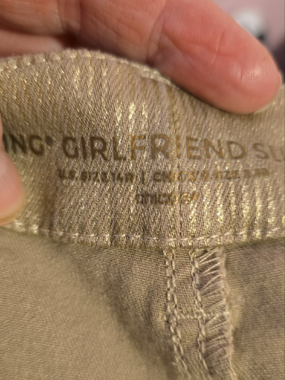 Chico's Metallic Gold Cropped Pants - Picture 4 of 8